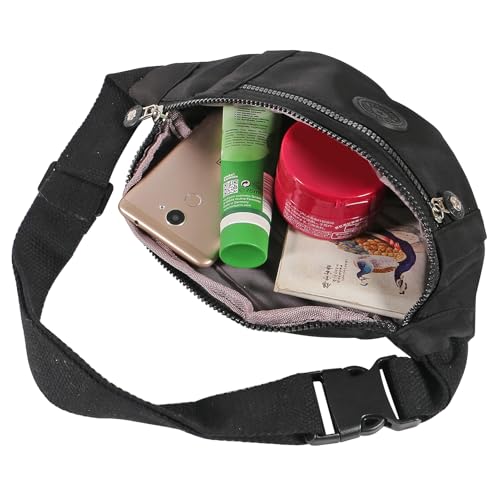 Large Crossbody Fanny Pack with 3-Zipper Pockets,Gifts for Enjoy Sports Festival Workout Traveling Running Casual Hands-Free Wallets Waist Pack Phone Bag Fits All Phones (Black) - color: Black