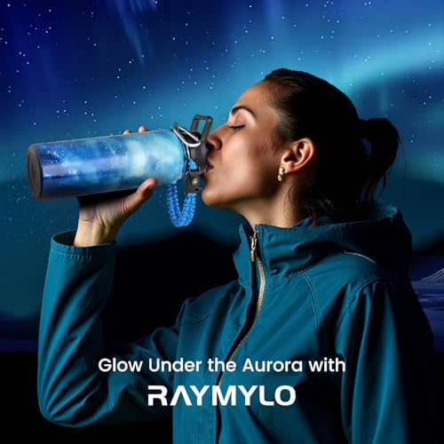 RAYMYLO Insulated Water Bottle 40 oz, Triple Wall Vacuum Stainless Steel - color: Aurora Blue, size: 40 Ounces