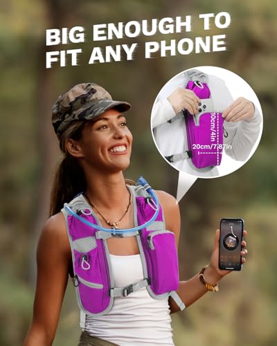 Running Vest for Women and Men, Hydration Running Backpack, Runners Vest, Hydration Vest, with Front Phone Holder, Adjustable Chest and Waist Strap - color: Rose Red, size: Only Backpack