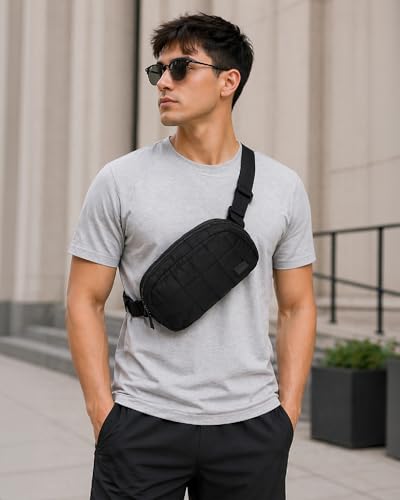 Reebok Belt Bag Fanny Pack for Women & Men, Adjustable Crossbody - color: Case Black