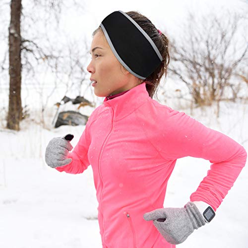 Geyoga 2Pcs Winter Running Ear Warmer Headband for Women Men - color: Black