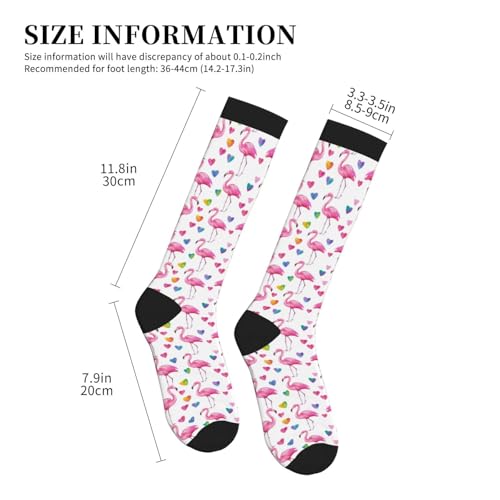 Compression Socks Women Knee High Support Circulation Stockings for Running Cycling Flying - color: Flamingo