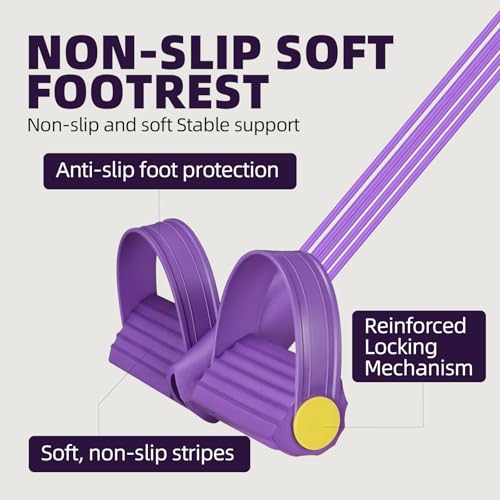 Resistance Band with Foot Pedal, Elastic Pull Rope for Sitting Row, Yoga, Stretching, Waist Training - color: Purple