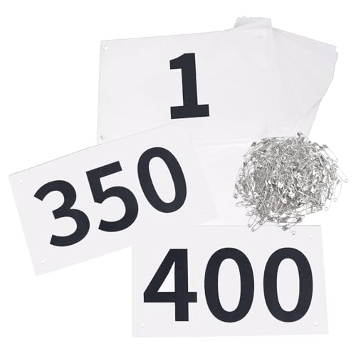 TRIWONDER Race Bibs Running Numbers with Safety Pins, Tyvek 4"x7" Large Numbers 1-500 for Marathon Runners Events Sports Games - color: Black&white [4"x7"] 1-400