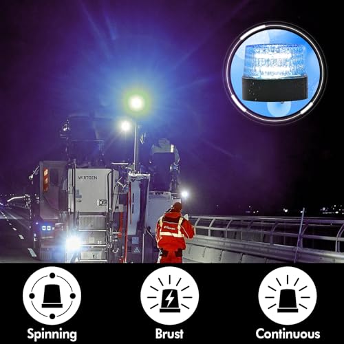 LE228 (Mini) — Blue LED USB Rechargeable Strobe Beacon | Selectable Rotation & Flash Modes | Strong Magnetic Base for Car • Truck • Emergency • Construction | Energy Class A++ - color: Blue