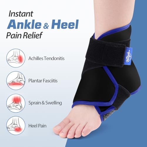 Hilph Ankle Heel Ice Pack Wrap for Swelling, Achilles Tendonitis, Sprain - style: B-Black(1 Pack)