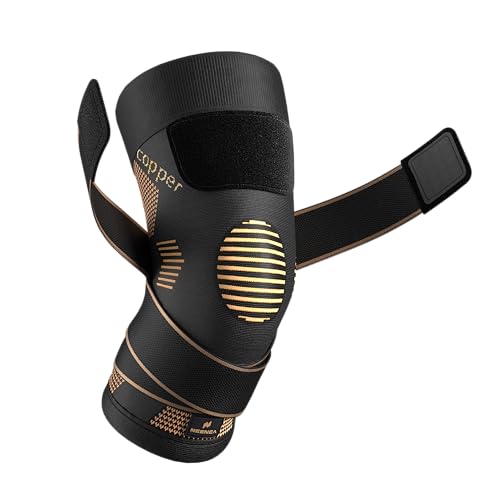 NEENCA Copper Knee Brace, Compression Sleeve with Straps for Pain Relief - color: High Copper-Single, size: XXX-Large