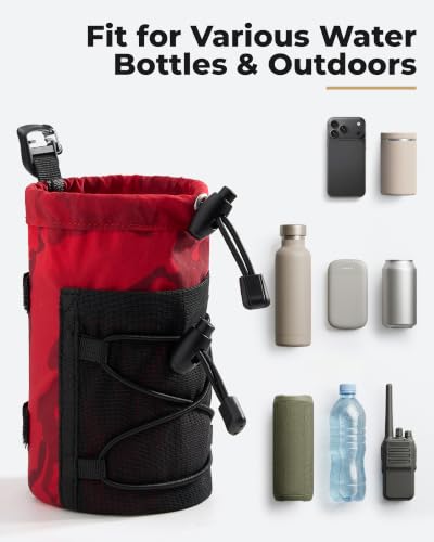 HowFly Water Bottle Holder for Backpack Molle Water Bottle Pouch Bag - color: Red Camo