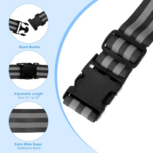 PATIKIL Adjustable Reflective Running Belt, Glow Pt Belt Sash for Cycling Walking - color: Black, size: 1.9 Inch