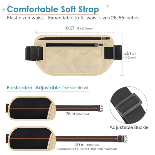 travel inspira RFID Blocking Hidden Money Belt - color: Khaki