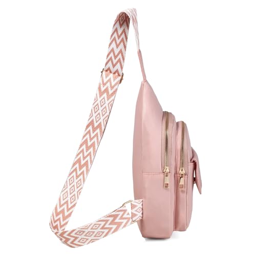 AOSTIHOT Crossbody Sling Bag Small Sling Backpack for Women, Chest Daypack Crossbody Shoulder for Travel Sport Running Hiking - color: M Pink