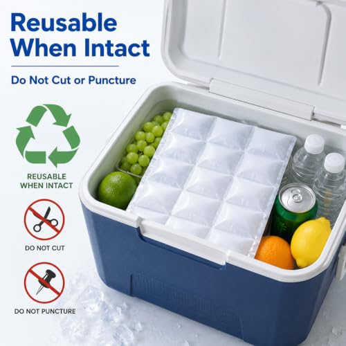 Water Activated Ice Pack Sheets, 4 Pack Reusable Self-Absorbing Freezer Packs, 12-Cell Flexible Gel Ice Packs, 11.2 x 8.3 in, for Coolers, Lunch Bags, Shipping, Cold Compress
