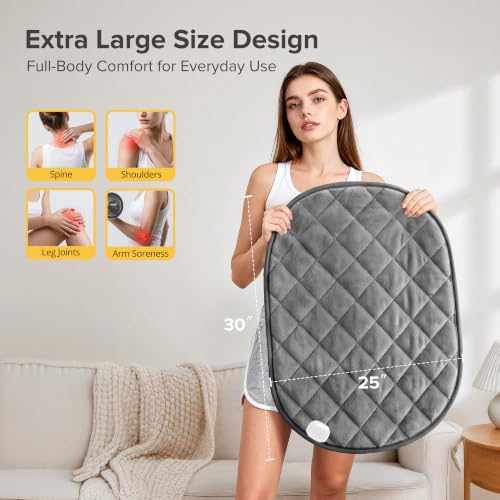 Weighted Heating Pad for Back & Period Cramps, 7lbs Heated Blanket 25"x30"