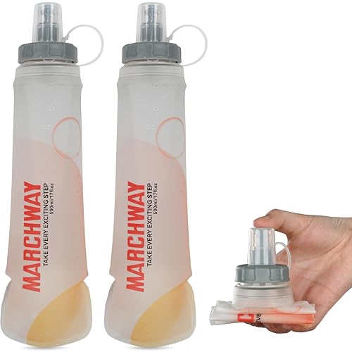 MARCHWAY Soft Flask Collapsible Water Bottle with Wide Mouth, 300ml/500ml - color: White, size: 500 ml/17 oz