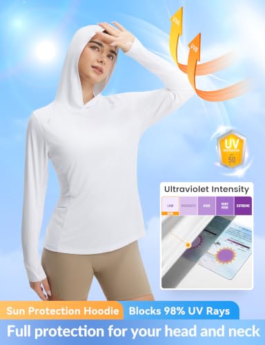 baleaf Women's Sun Shirts Mesh Back Long Sleeve Tops - color: White, size: 3X-Large