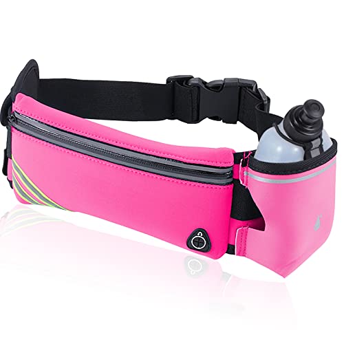 Running Belt Bag with Water Bottle,Waterproof Fanny Pack for Women Men,Waist Bag Fit Hiking Cycling Walking Workout Jogging Runners Pouch Phone iPhone 17 16 15 14 13 12 11 Pro Max Xs 16e Xr Plus Pink - color: 03-Pink