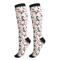 Compression Socks Knee High Circulation Support Socks For Women Men Athletic Running Hiking Travel - color: Dinosaurs Christmas