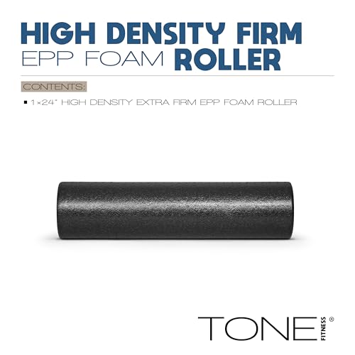 TONE Fitness Firm High-Density Foam Roller for Exercise, Massage & Recovery - color: Black, size: 24 Inch