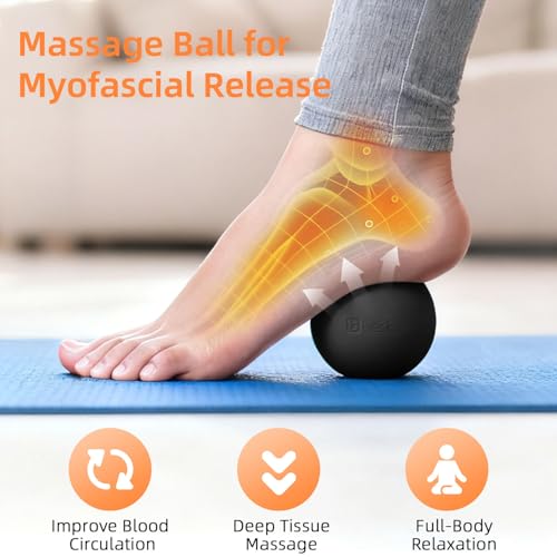 BESKAR Foot Massage Roller Black & Massage Lacrosse Ball Black