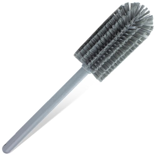 SPARTA Large Water Bottle Brush Ideal for Wide-Mouth Jars, Bottles and Tumblers, Dishwashing Tool with Handle for Home and Commercial Kitchens, Plastic, 16 Inches, Gray (Pack of 4) - color: Gray