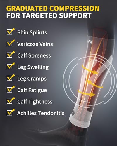 CAMBIVO Calf Compression Sleeve 3 Pairs Footless Compression Socks Running - color: Beige, size: XX-Large
