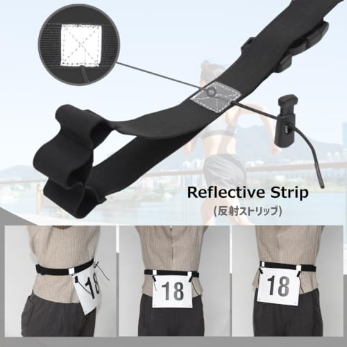Azarxis Race Number Bib Belt with 6 Storage Loops Adjustable Elastic Webbing for Men Women Runners Running Jogging Triathlon Marathon Trail Race Cycling - color: #2 Blue