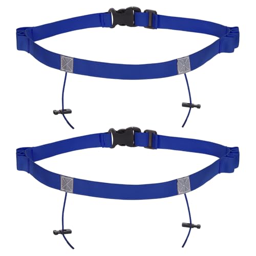 PATIKIL Elastic Triathlon Running Belt, 2 Pack Adjustable Race Number Belt Race Belt Bib Holder with 6 Energy Gel Loops for Marathons Racing Cycling, Blue - color: Blue
