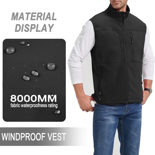 XinYangNi Men's Lightweight Softshell Golf Running Vest Outerwear Zip Up Fleece Lined Windproof Sleeveless Jacket for Hiking - color: Light Blue, size: XX-Large