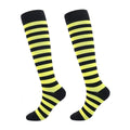 Junely Compression Socks for Women Knee High Striped Polka Dot Stockings - color: A3-black and Yellow