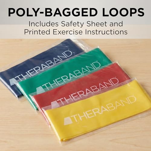 THERABAND Resistance Band Loop Set, 12", Exercise, Workout, Therapy - color: Yellow/Red/Green/Blue, size: 12 inch