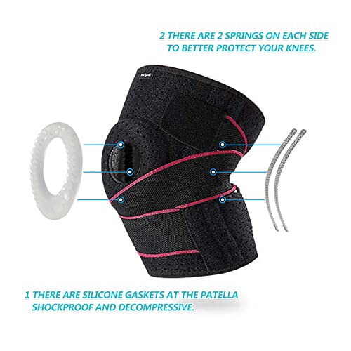 DOUFURT Knee Brace for Men & Women, Side Stabilizers & Patella Gel Pads - color: Pink & Black, size: Medium(Pack of 1)