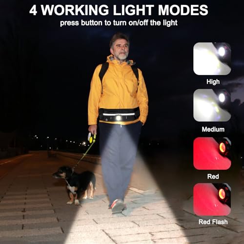 2-in-1 Running Light Set, 300 Lumens COB Fanny Pack & Wrist Lights, 4 Modes 120°Wide Flood, Rechargeable Hands-Free LED Lights, IPX5 Waterproof for Night Running, Camping, Hiking