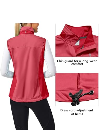 Little Donkey Andy Women's Lightweight Vest Windproof Sleeveless Jacket - color: Rose, size: Small