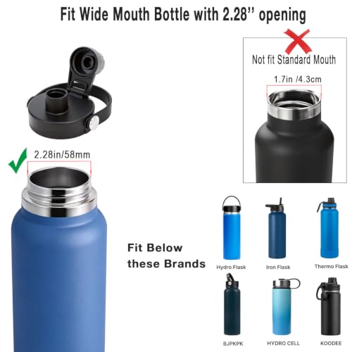 Spout Lid Replacement Fits Hydroflask Wide Mouth Wate Bottle 32oz 40oz 64oz - color: Black (1 pcs)