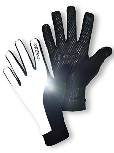 ReflecToes Reflective Winter Running Gloves, Hi Vis Neon Traffic Gloves Men - color: Black, size: X-Large