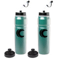 Cannon Sports 28oz Insulated Squeeze Water Bottle with Straw, Leak Proof Lids, 2 lids (Straw and Squeeze), Double Wall Insulation, Wide Mouth, BPA-Free (2 Pack) (Green) - color: Green
