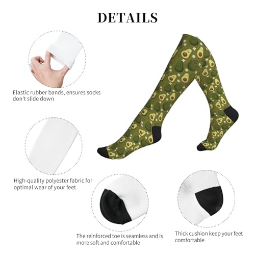 Compression Socks Knee High Support Stockings Women Men - color: Cute Avocado
