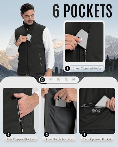 Outdoor Ventures Men's Running Golf Vest Outerwear Lightweight Windproof - color: Black, size: Small