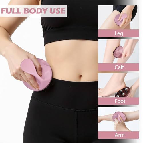 Lymphatic Massage Roller for Cellulite Remover Body Sculpting - Handheld Cellulite Massage Tool for Body Bloat Blood Circulation Lymphatic Drainage Pink - color: Pink