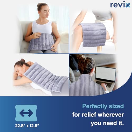 REVIX Extra Large Microwavable Heating Pad for Back, Moist Heat Wrap, Gray - color: Gray