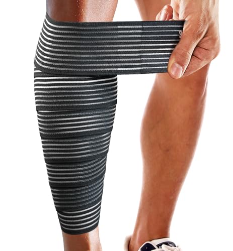 HiRui Calf Compression Wraps, 71" Adjustable Elastic Bandage Sleeves, Lower Leg Calf Support for Men & Women, Shin Splints Relief, Varicose Veins, Fitness, Running, Basketball, Soccer (1, Black) - color: Black