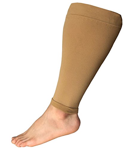 Runee Extra Wide Calf Compression Sleeve - Leg Support For Wide Calves, Compression Sleeve For Calf Pain & Shin Splint, Relief Swelling, Varicose Veins, DVT (Beige) - color: Beige