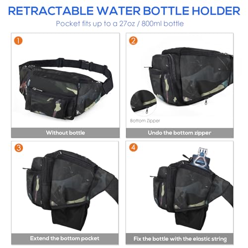 NOOLA Fanny Pack with Water Bottle Holder, Hiking Waist Bag for Men Women - color: Floral