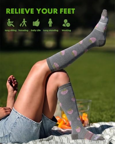 Bamboo Viscose Compression Socks for Women - color: Strawberry, size: Small-Medium
