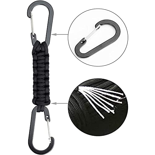 BRAVESHINE Paracord Keychain Carabiner Clip | D Ring Hanger Lanyard Hook - color: Black