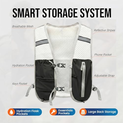 Hydration Backpack Lightweight Running Vest for Women Men with 500ml Soft Flask Hiking Daypack - color: Black Vest Only