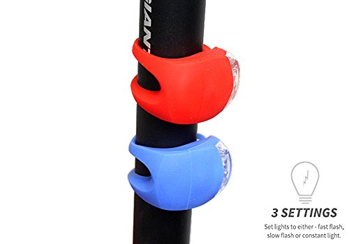 Malker Bicycle Light Front and Rear Silicone LED Bike Light Set - Bike Headlight and Taillight,Waterproof & Safety Road,Mountain Bike Lights,Batteries Included - color: 2pcs Red & 2pcs Black, size: 4 lights