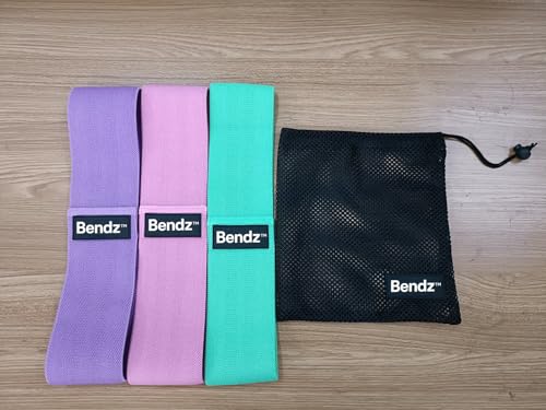 Resistance Bands for Women – Booty Bands Set of 3 with Carry Bag – Fabric Exercise Bands for Glutes, Legs & Hips – Light/Medium/Heavy – Bendz