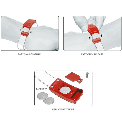 4 Magic Band Pack | Glow in The Dark | Flashing Light up for Concerts | Running Lights for Runners | Glow in The Dark Bracelets | Led Bracelet - color: Red