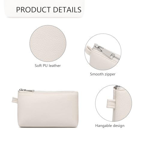 Small Makeup Bag for Purse, Leather Cosmetic (French Oak) - color: PU/French Oak